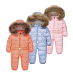 MOF Kids girl winter jumpsuit infant toddler snowsuit nature fur