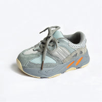 MOF Kids light gray textured strap &amp; lace up sneakers